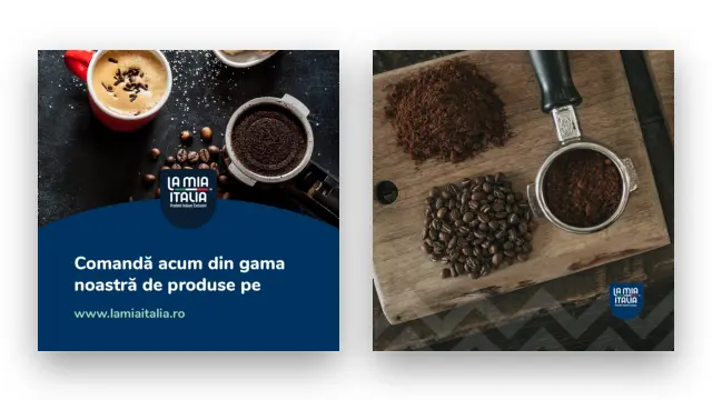 Postări de social media La Mia Italia, cu identitatea aplicată